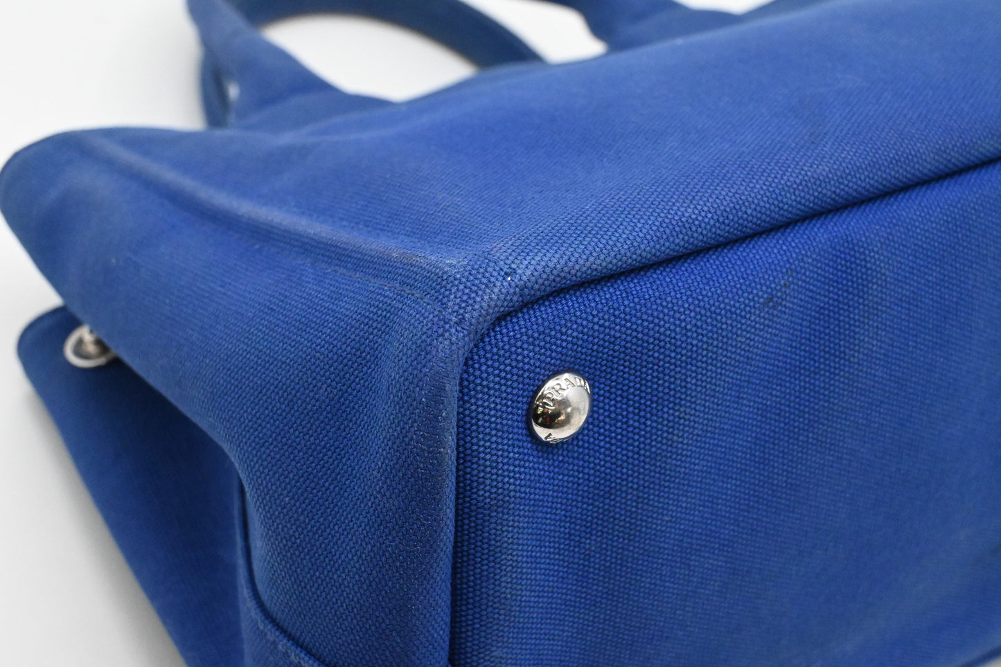 Prada Canapa PM in Blue Canvas