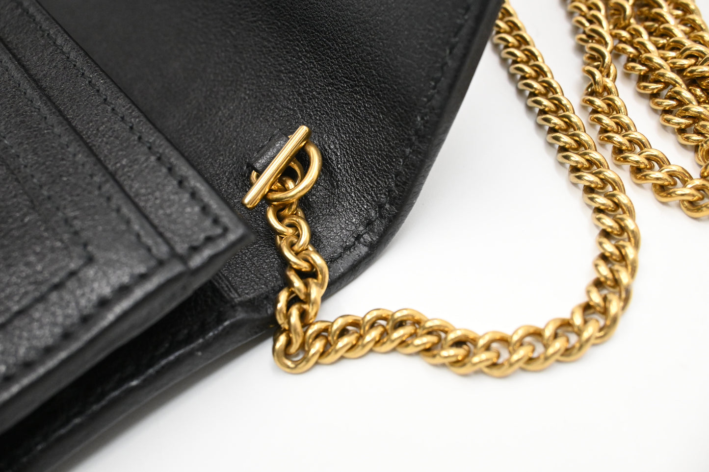 Gucci Bamboo Wallet on Chain in Black Leather