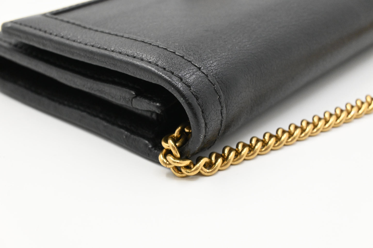 Gucci Bamboo Wallet on Chain in Black Leather