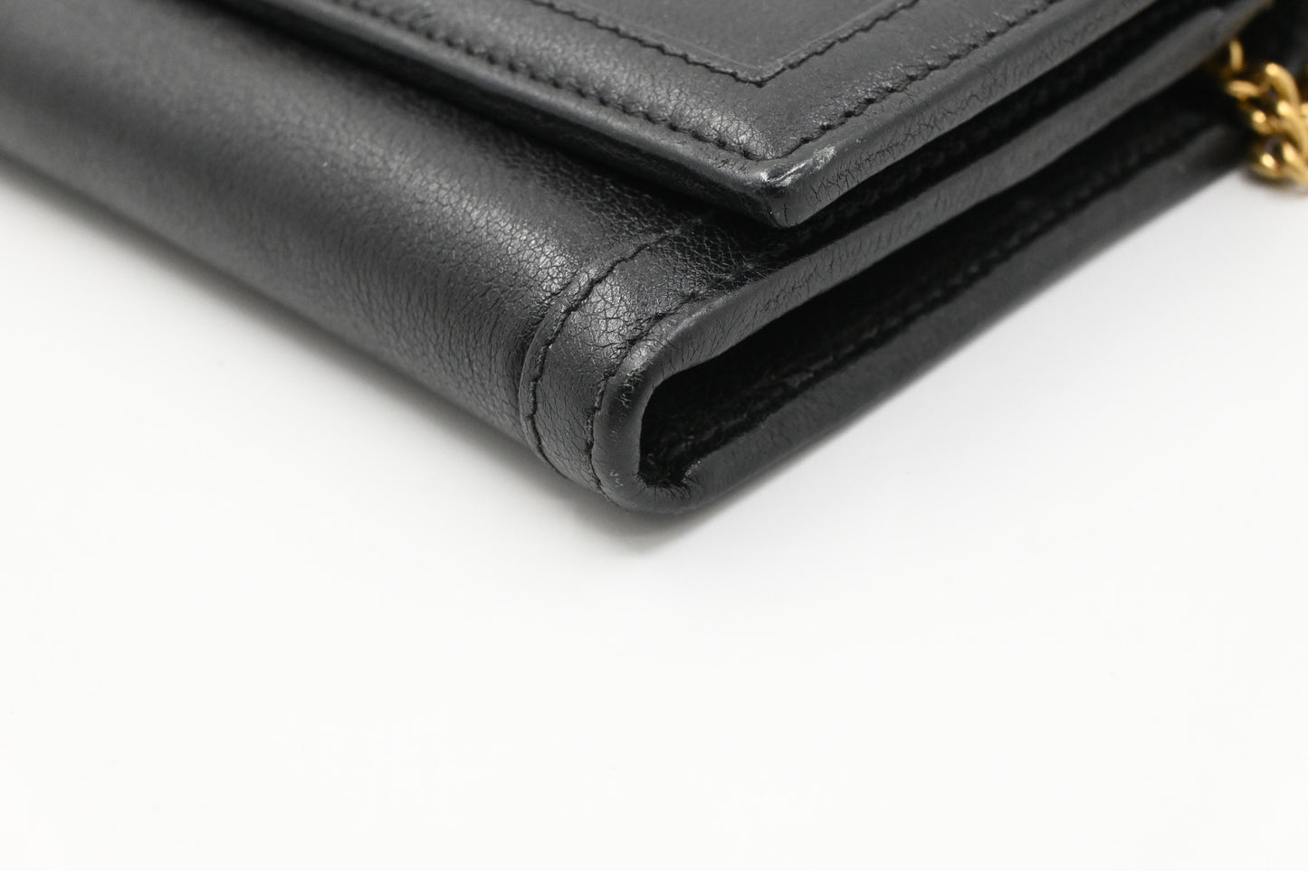 Gucci Bamboo Wallet on Chain in Black Leather