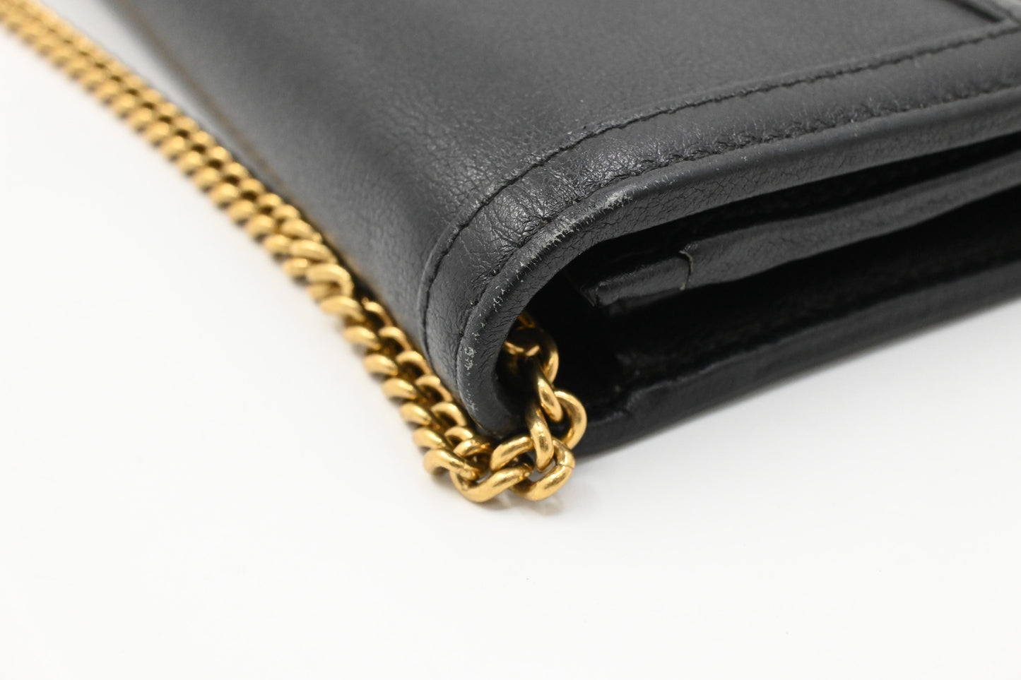 Gucci Bamboo Wallet on Chain in Black Leather