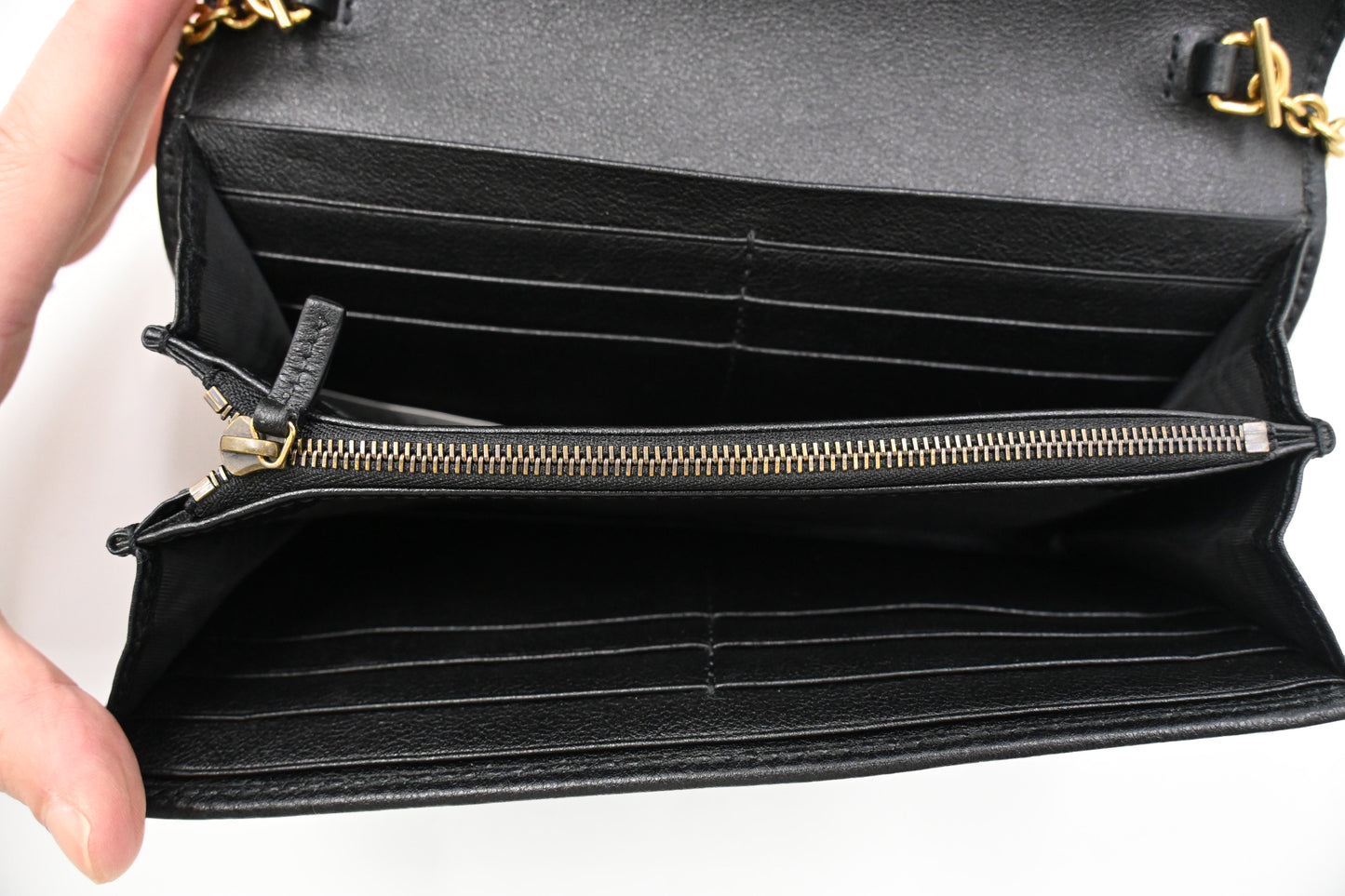 Gucci Bamboo Wallet on Chain in Black Leather