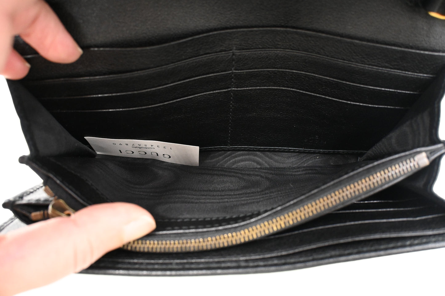 Gucci Bamboo Wallet on Chain in Black Leather