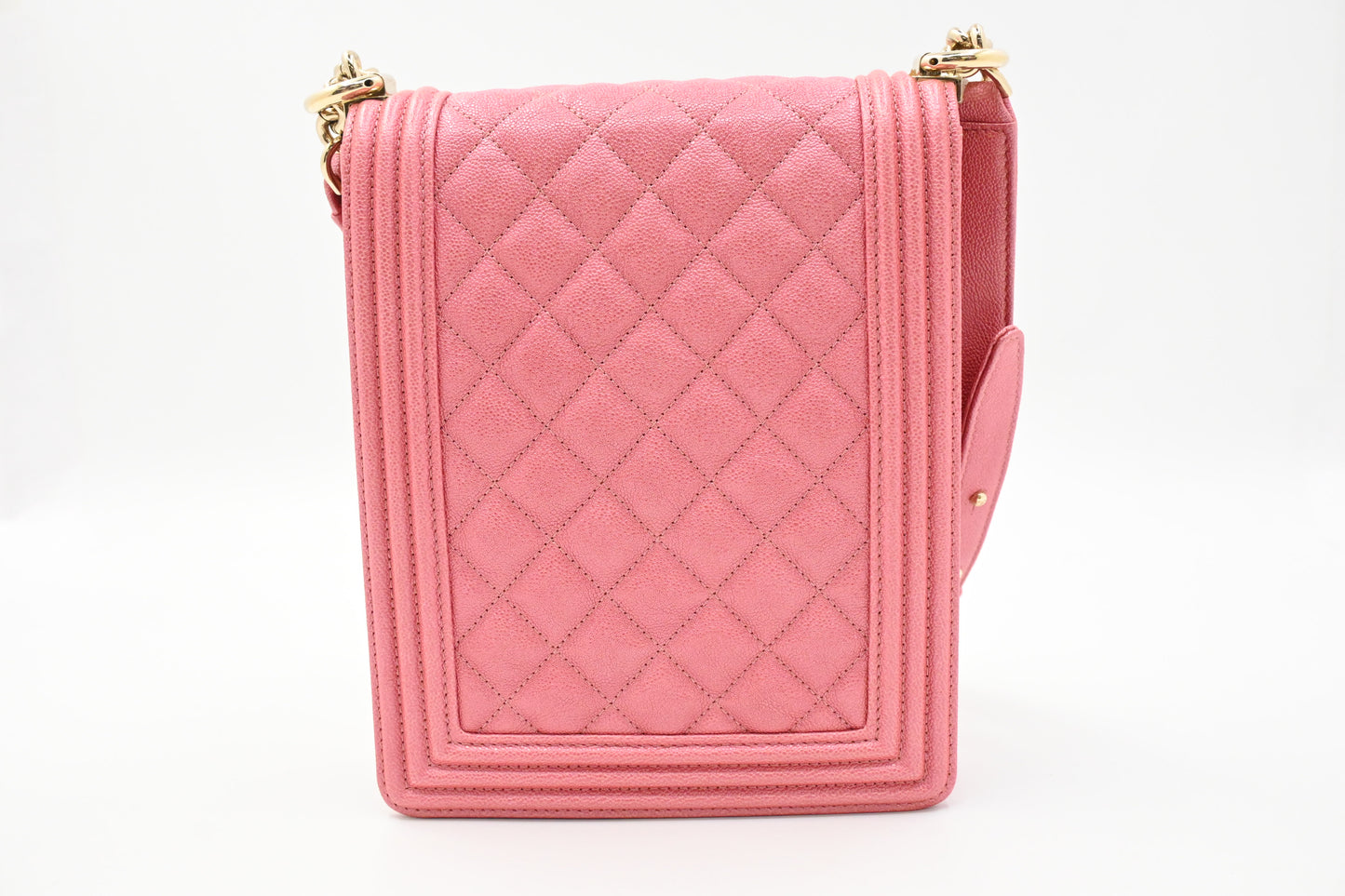 Chanel North South Boy Flap Bag in Pink Caviar Leather