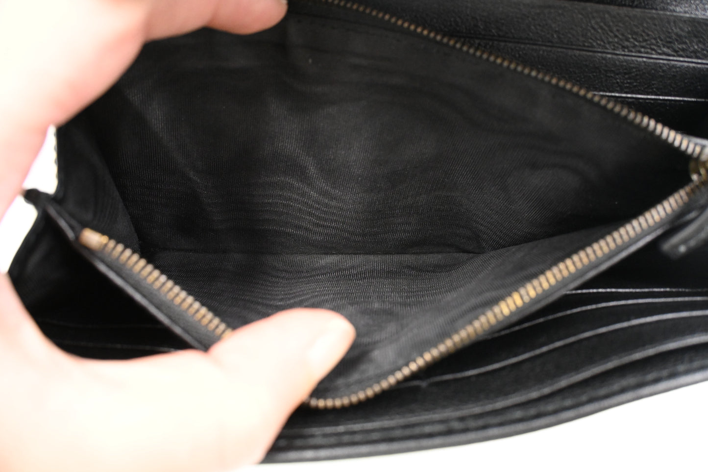 Gucci Bamboo Wallet on Chain in Black Leather