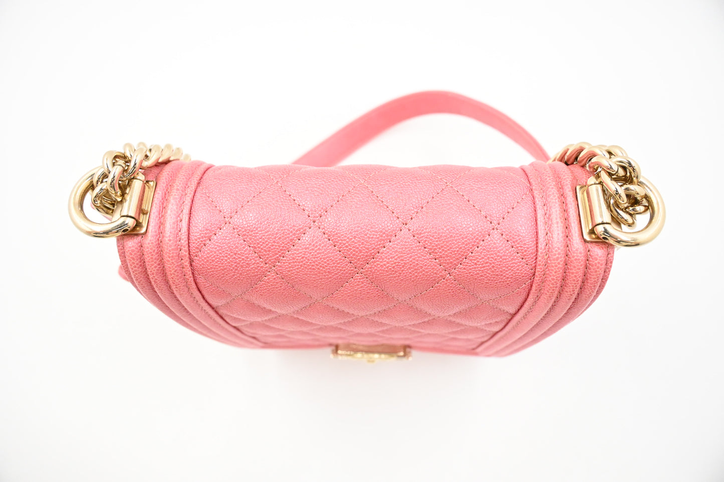 Chanel North South Boy Flap Bag in Pink Caviar Leather