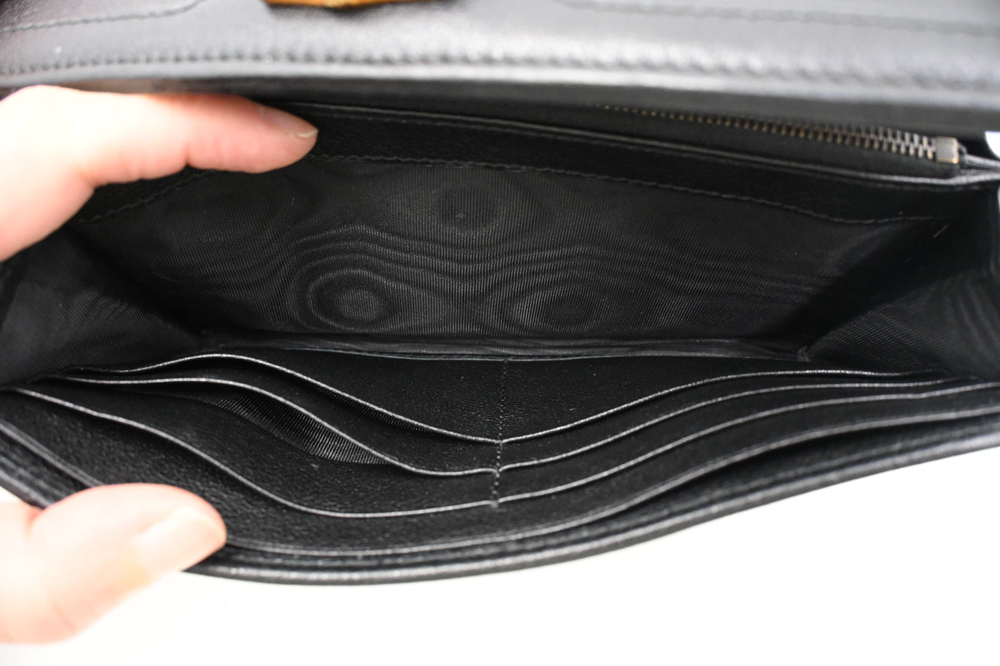 Gucci Bamboo Wallet on Chain in Black Leather
