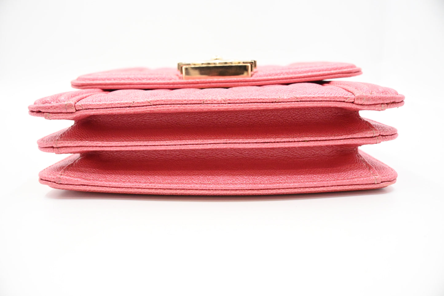 Chanel North South Boy Flap Bag in Pink Caviar Leather
