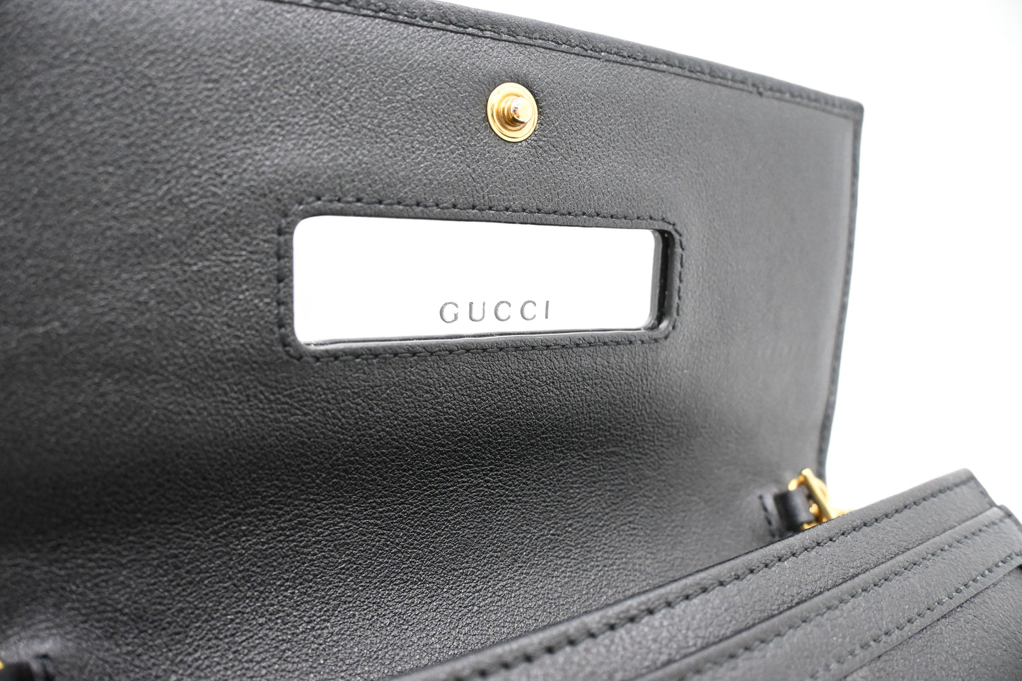 Gucci Bamboo Wallet on Chain in Black Leather