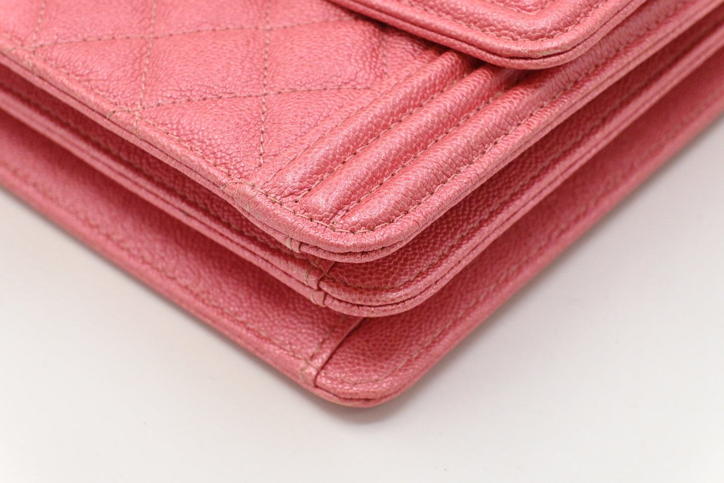 Chanel North South Boy Flap Bag in Pink Caviar Leather