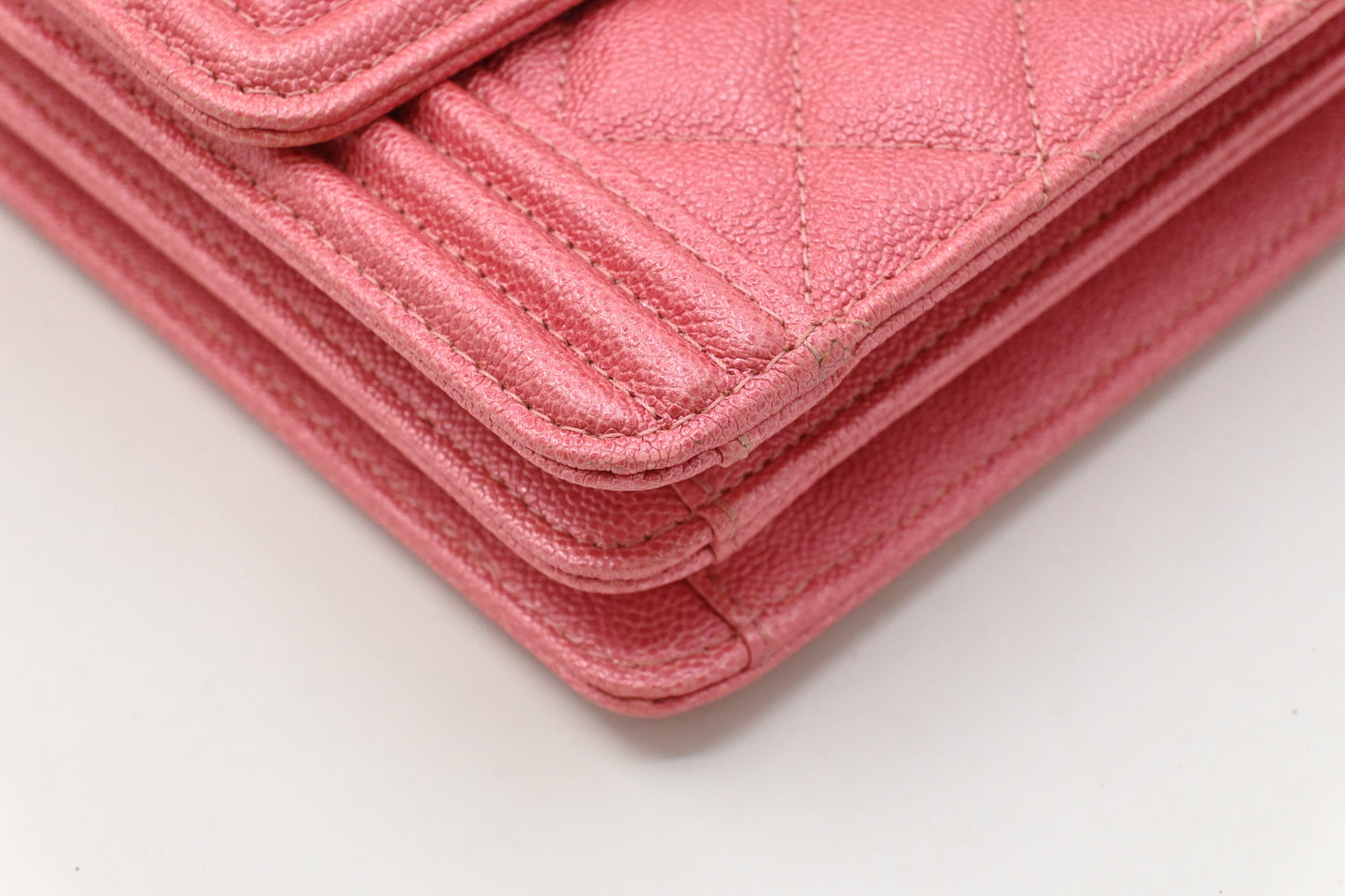 Chanel North South Boy Flap Bag in Pink Caviar Leather