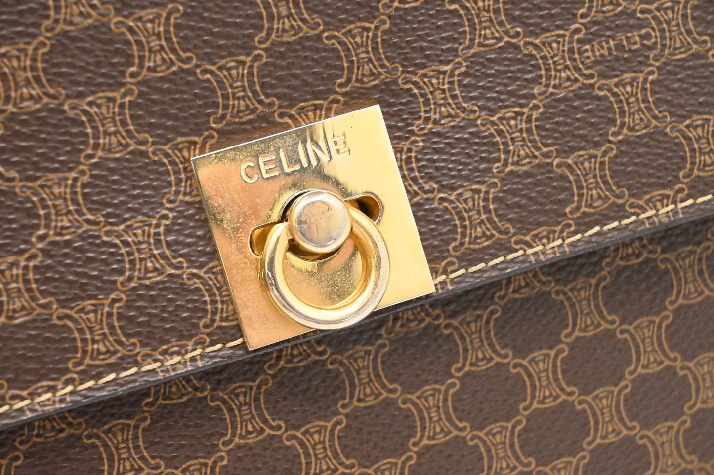 Celine Handbag in Brown Macadam Canvas