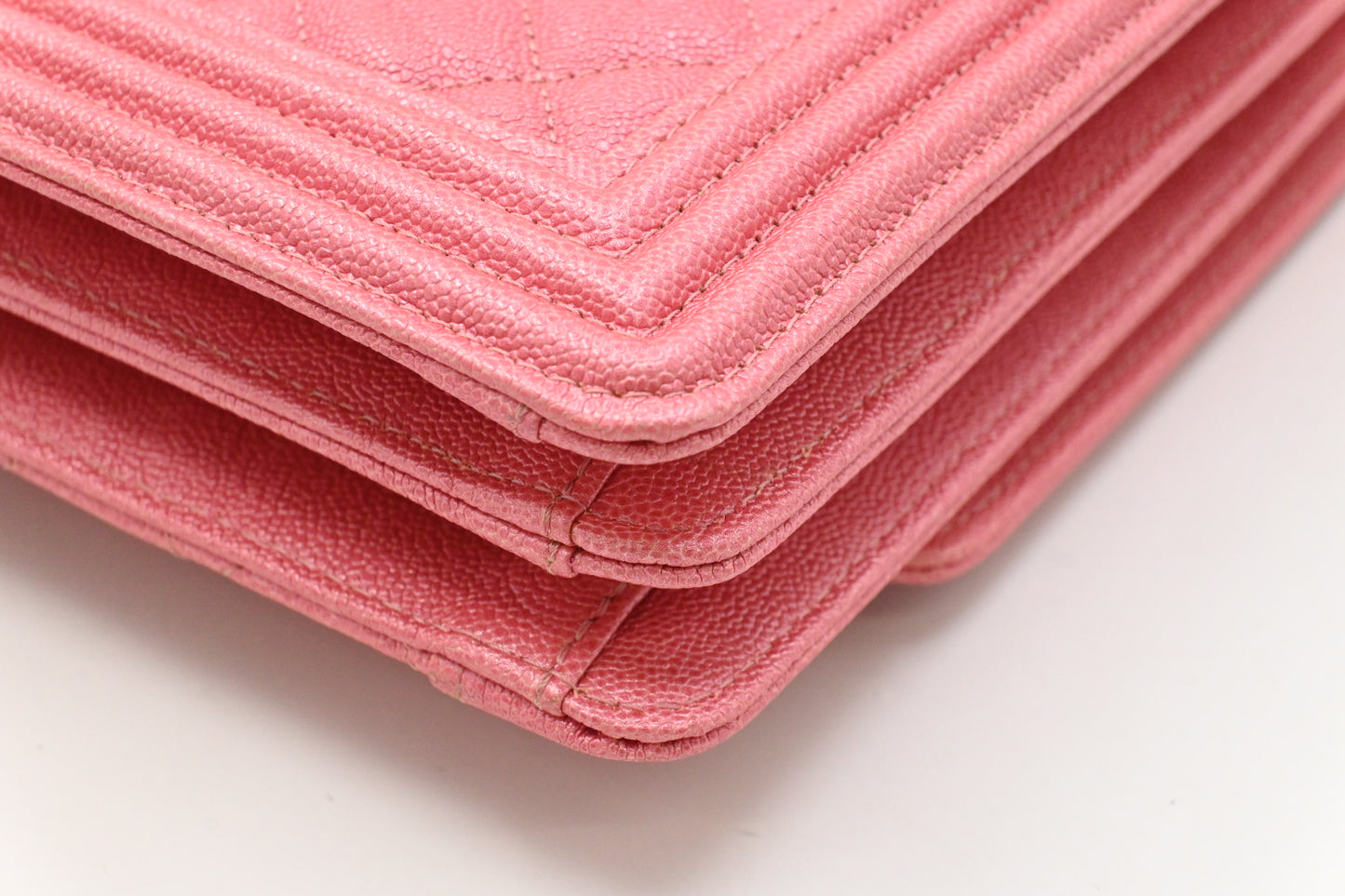 Chanel North South Boy Flap Bag in Pink Caviar Leather