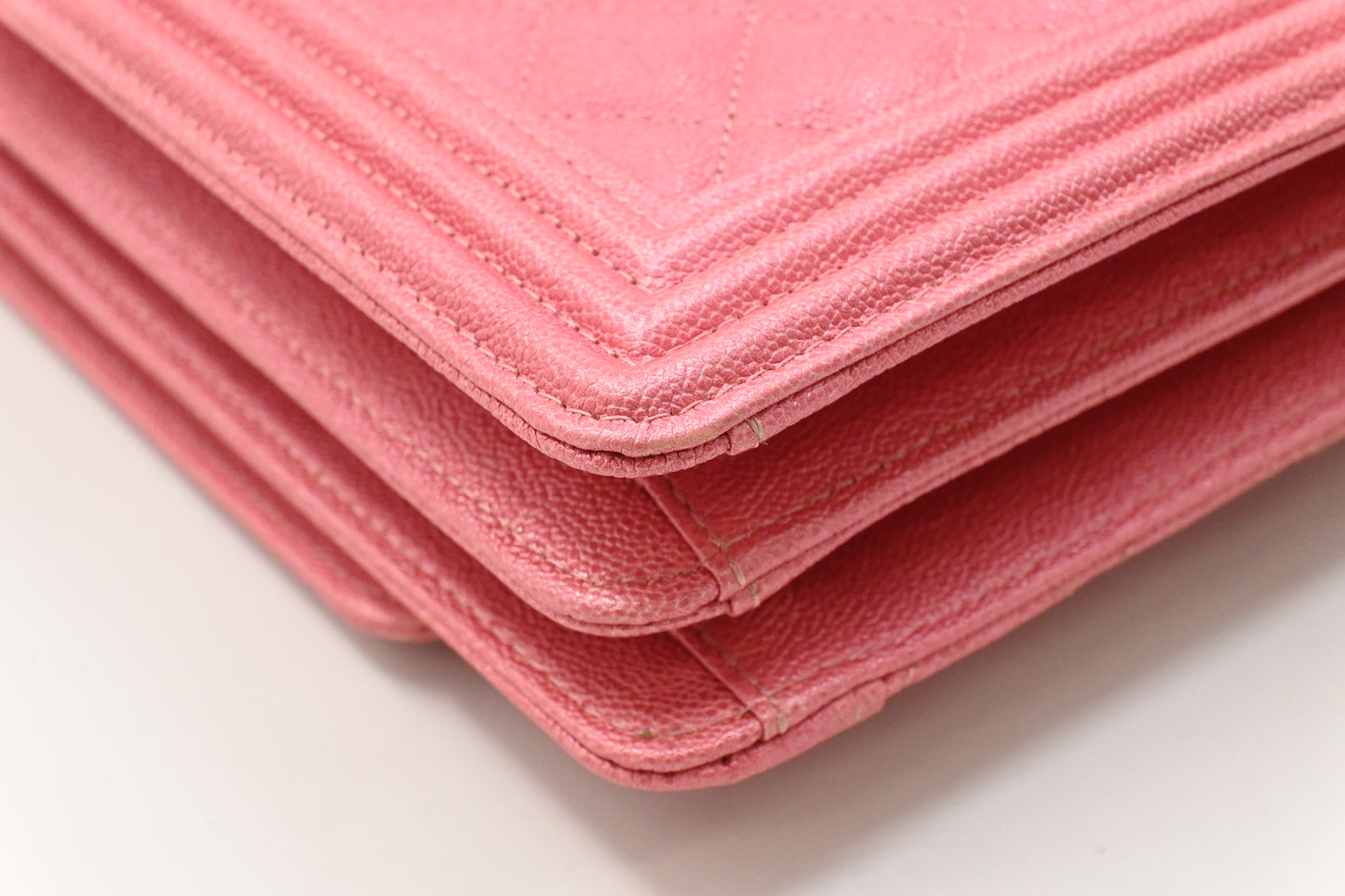 Chanel North South Boy Flap Bag in Pink Caviar Leather