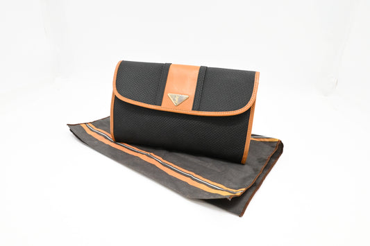 YSL Saint Laurent Clutch in Dark Gray Coated Canvas