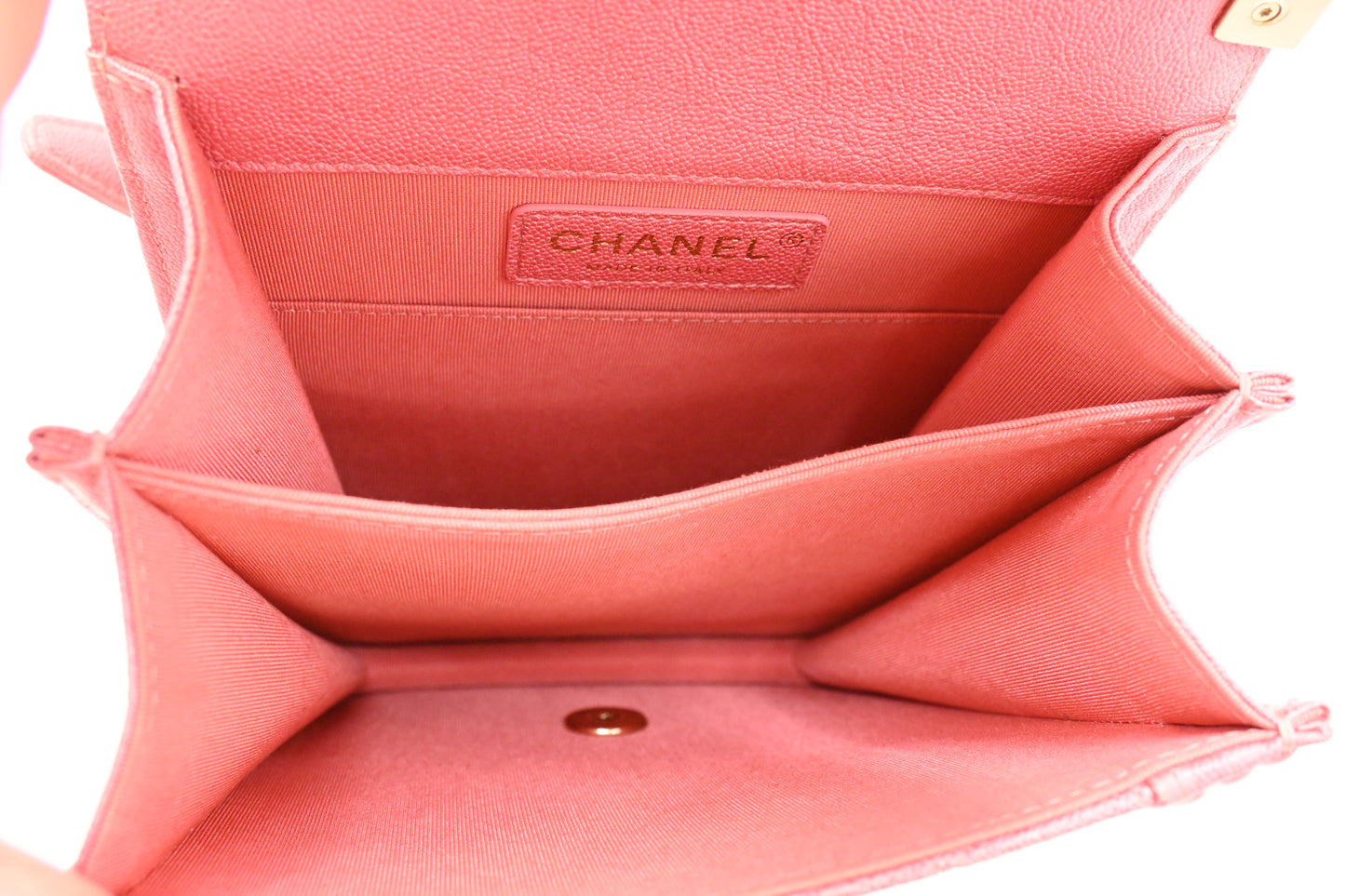 Chanel North South Boy Flap Bag in Pink Caviar Leather