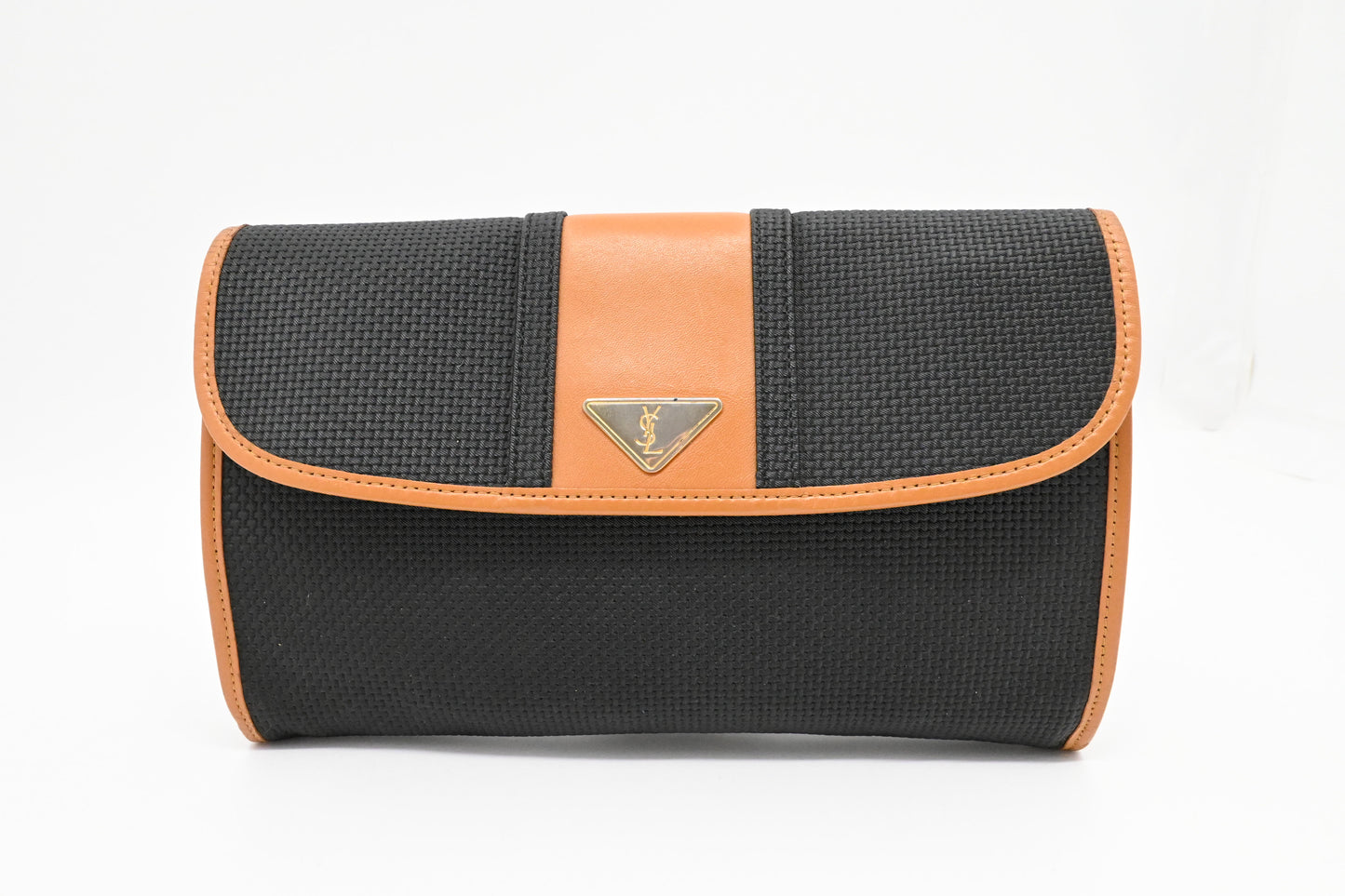 YSL Saint Laurent Clutch in Dark Gray Coated Canvas