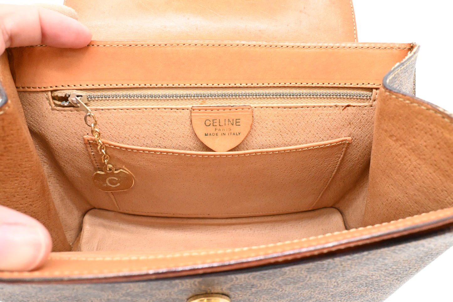 Celine Handbag in Brown Macadam Canvas