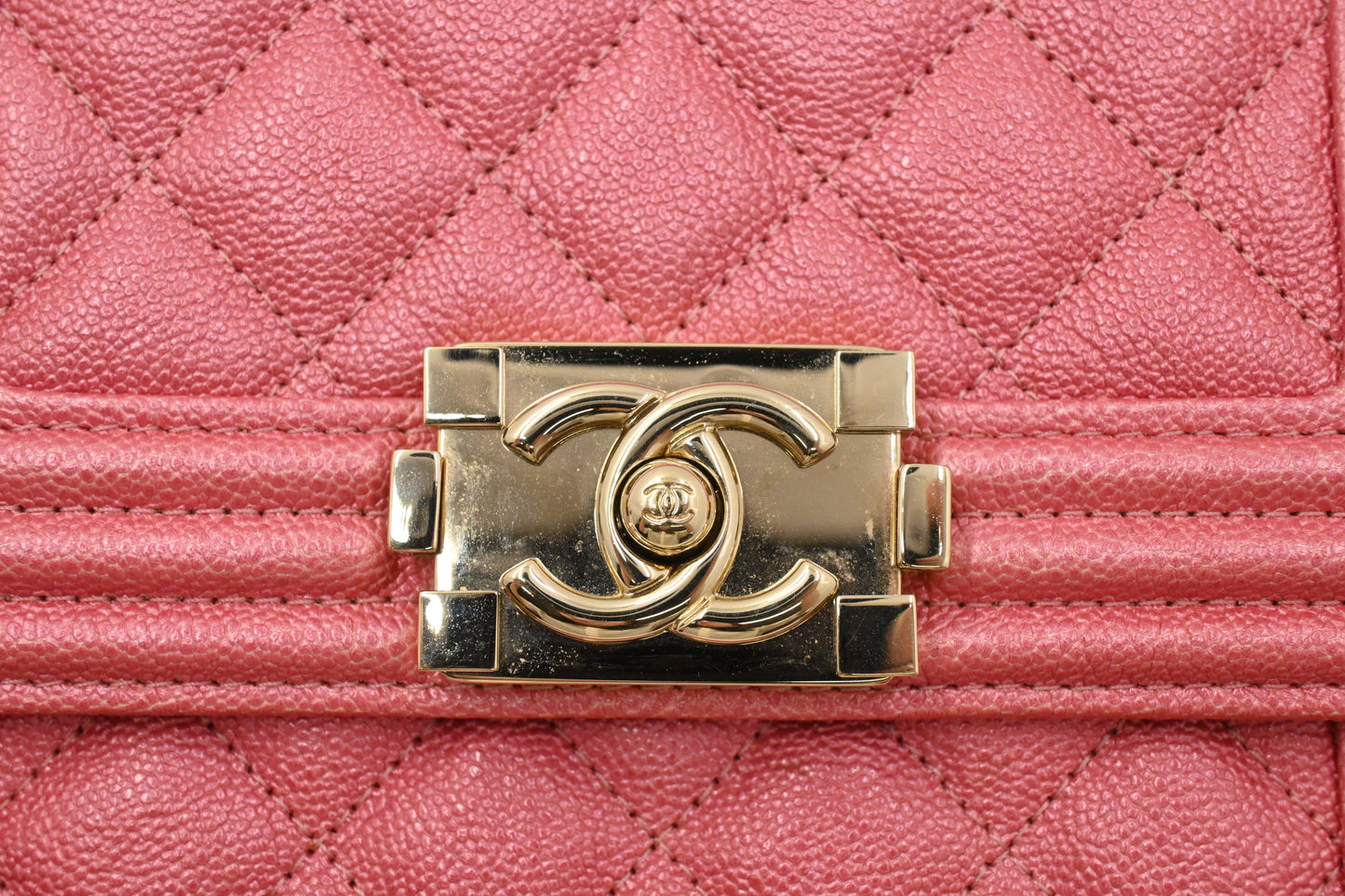 Chanel North South Boy Flap Bag in Pink Caviar Leather
