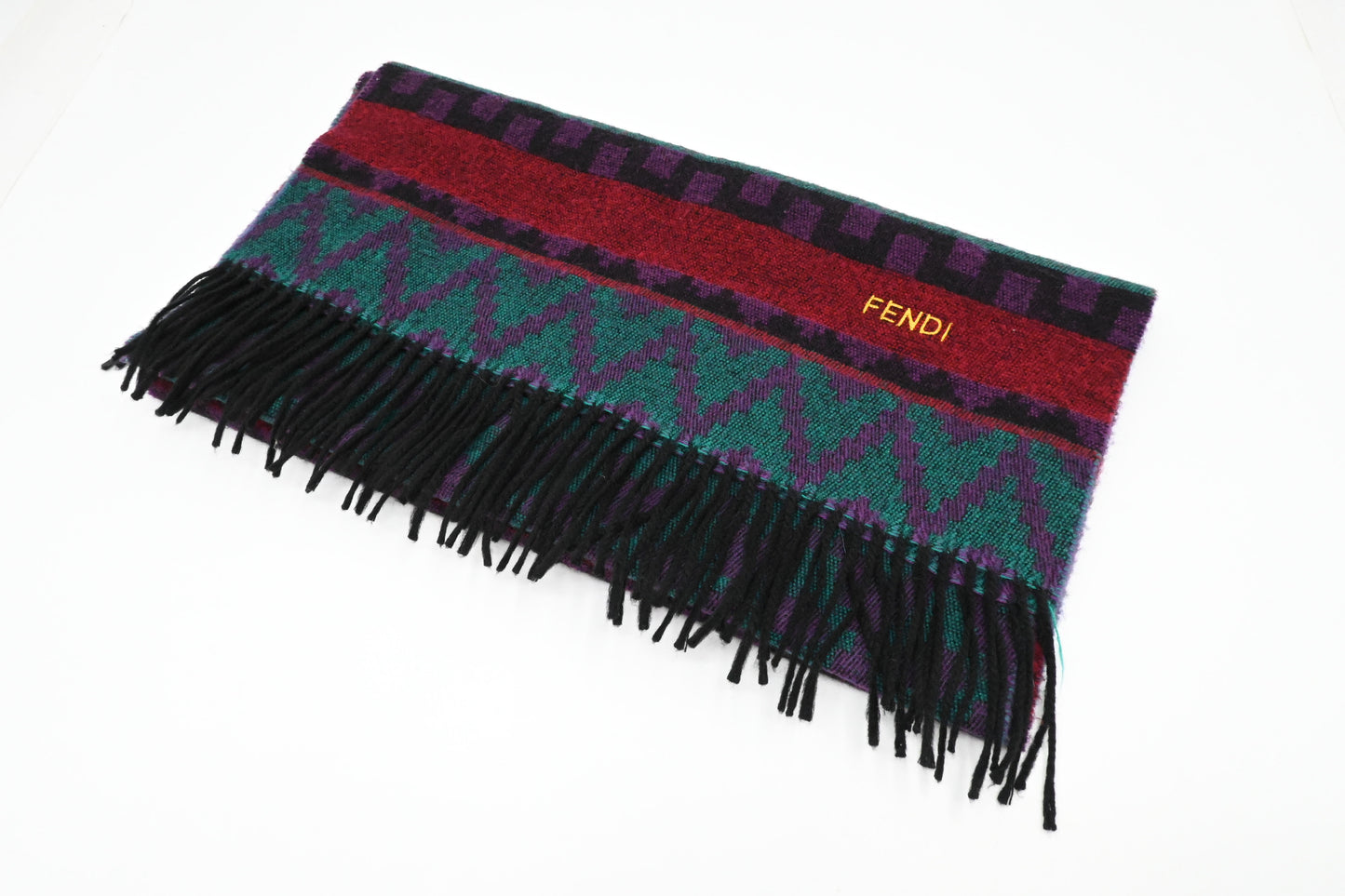Fendi Scarf in Teal, Purple and Red Acrylic