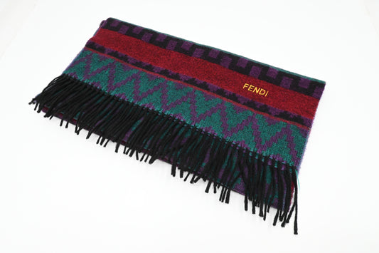Fendi Scarf in Teal, Purple and Red Acrylic