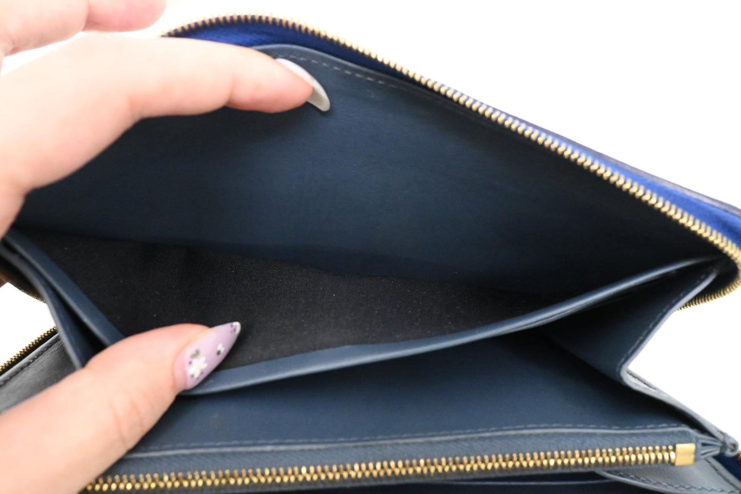 Celine Long Zippy Wallet in Blue Leather