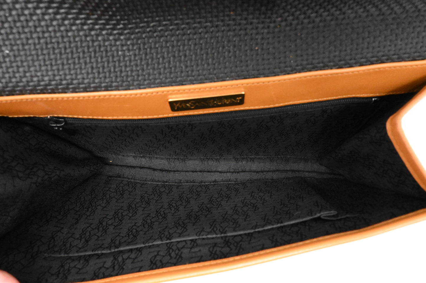 YSL Saint Laurent Clutch in Dark Gray Coated Canvas