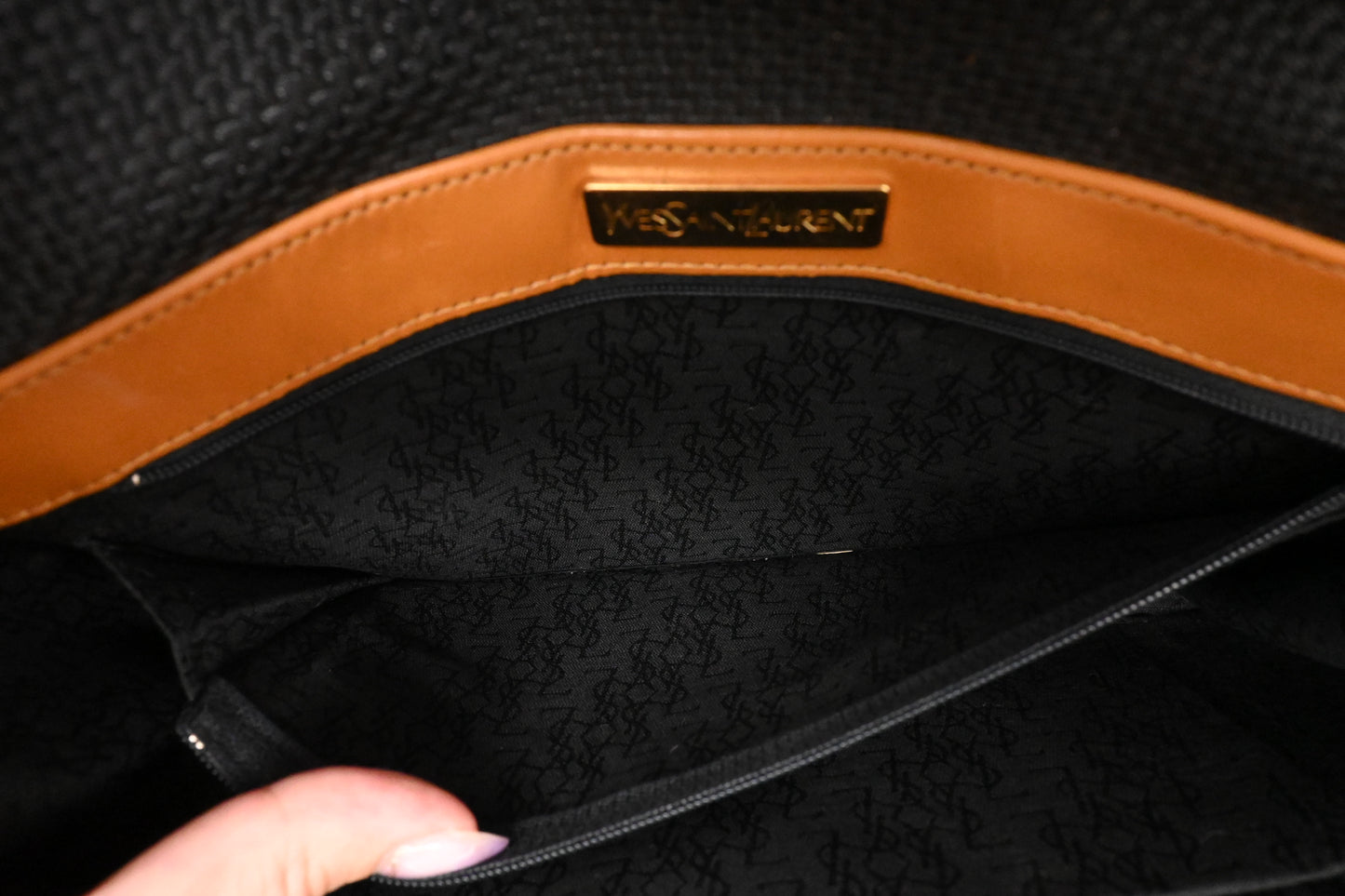 YSL Saint Laurent Clutch in Dark Gray Coated Canvas