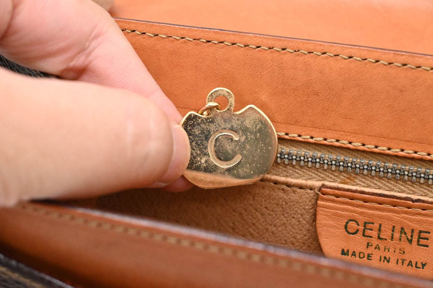 Celine Handbag in Brown Macadam Canvas