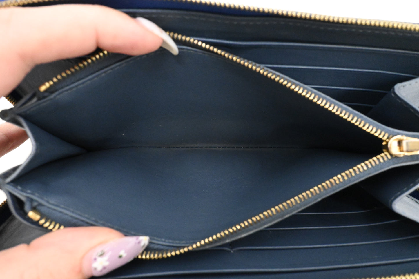 Celine Long Zippy Wallet in Blue Leather