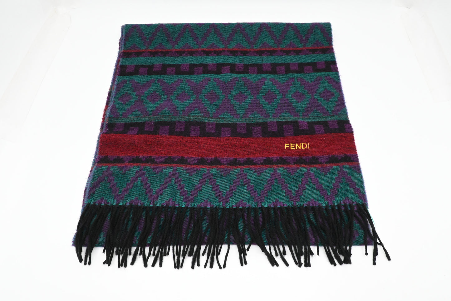 Fendi Scarf in Teal, Purple and Red Acrylic