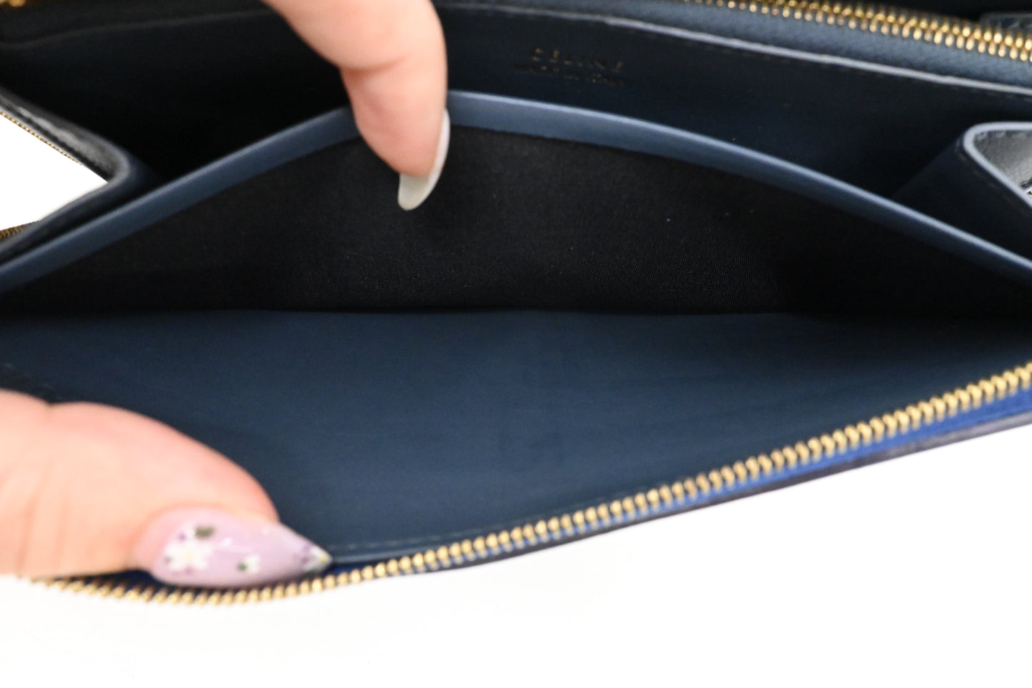Celine Long Zippy Wallet in Blue Leather