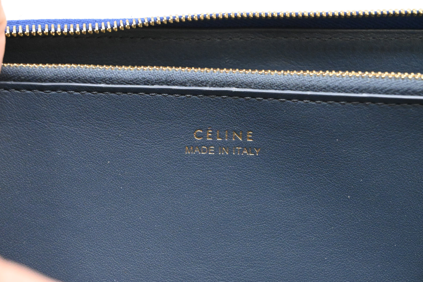 Celine Long Zippy Wallet in Blue Leather