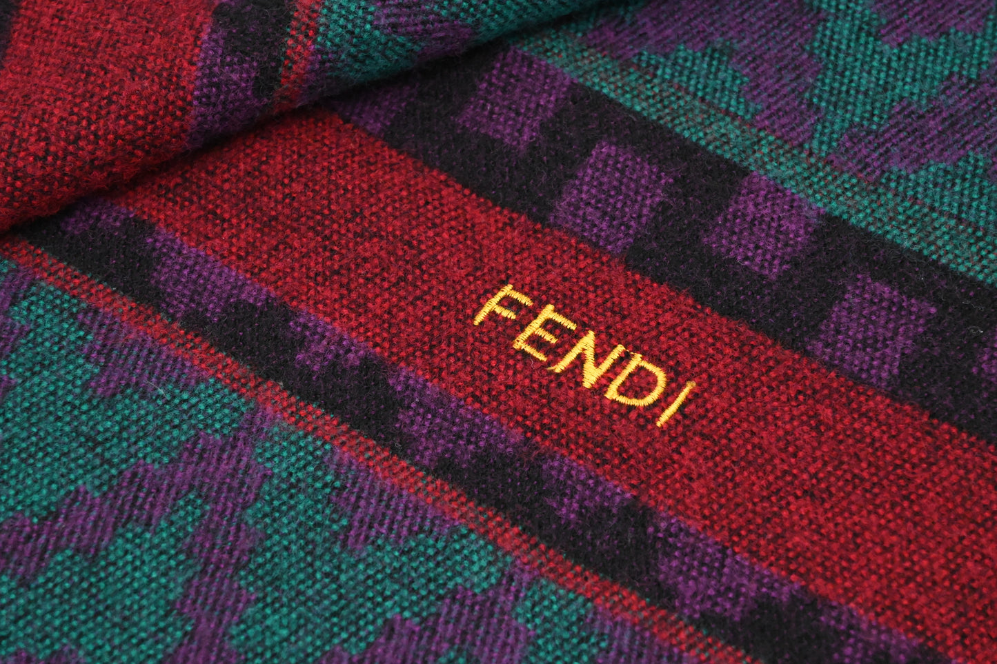 Fendi Scarf in Teal, Purple and Red Acrylic