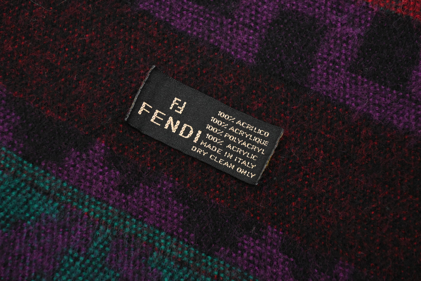 Fendi Scarf in Teal, Purple and Red Acrylic