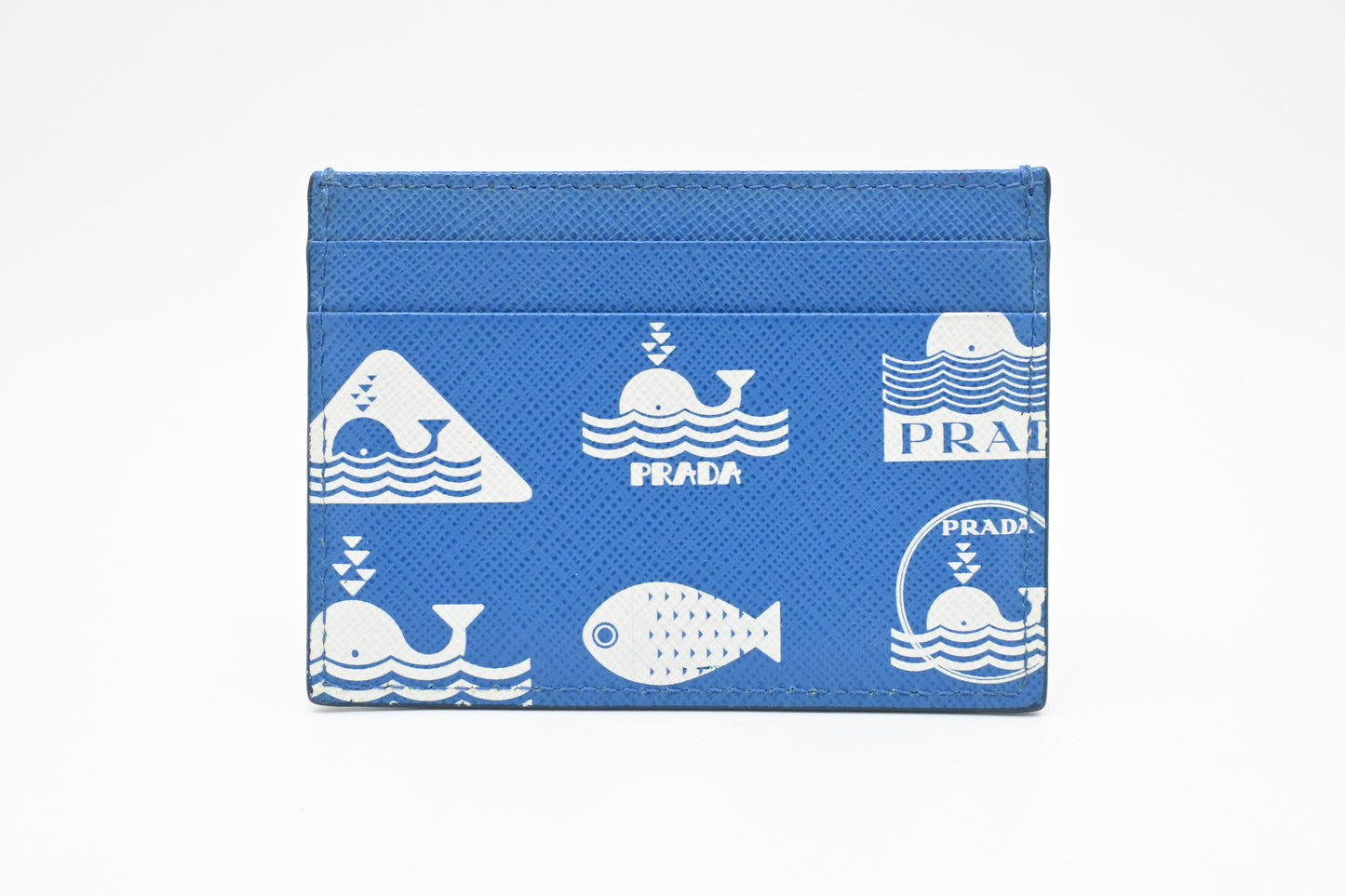 Prada Whale Card Holder in Blue Leather