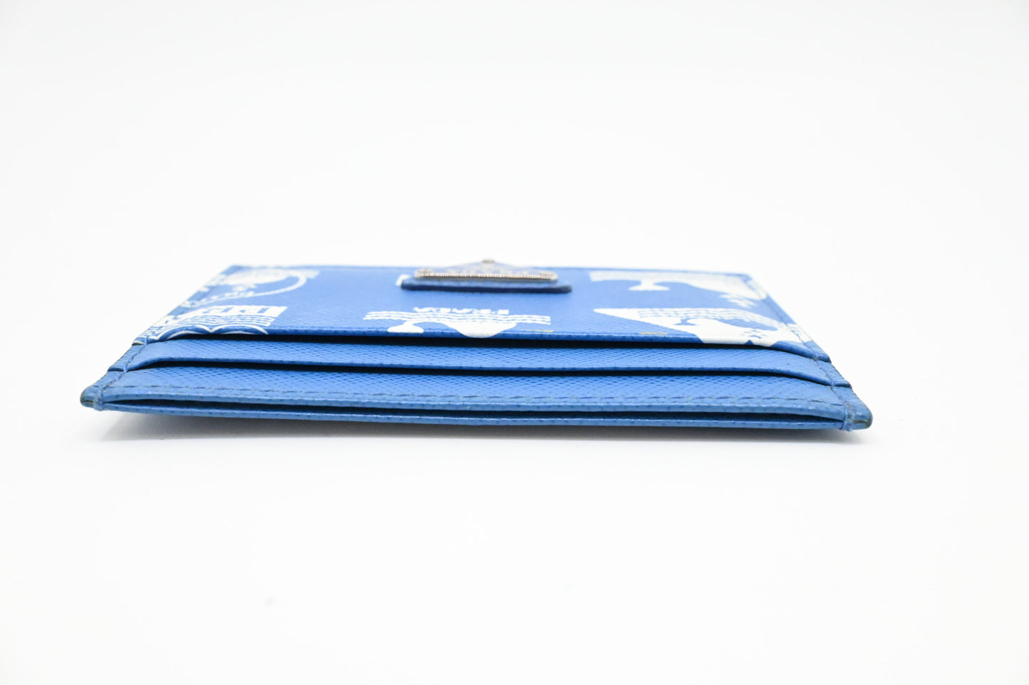 Prada Whale Card Holder in Blue Leather