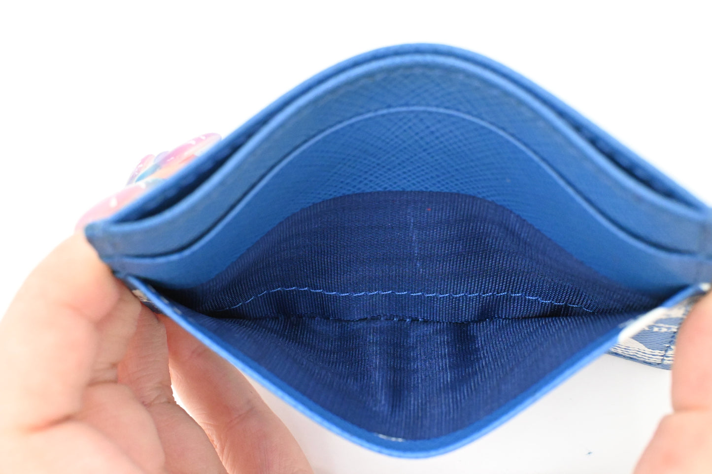 Prada Whale Card Holder in Blue Leather