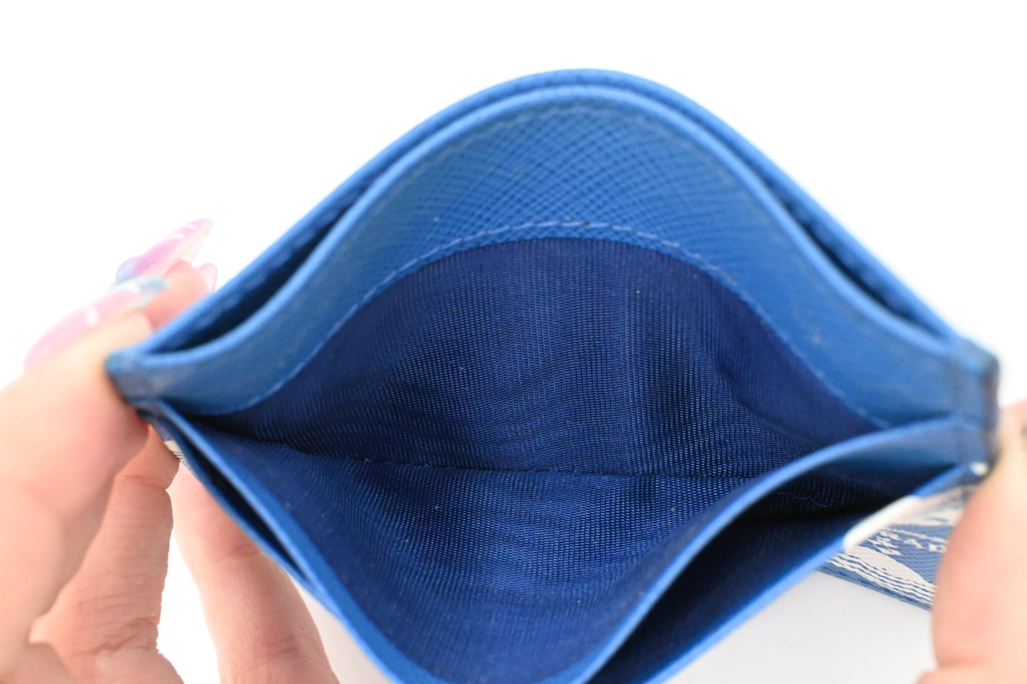 Prada Whale Card Holder in Blue Leather