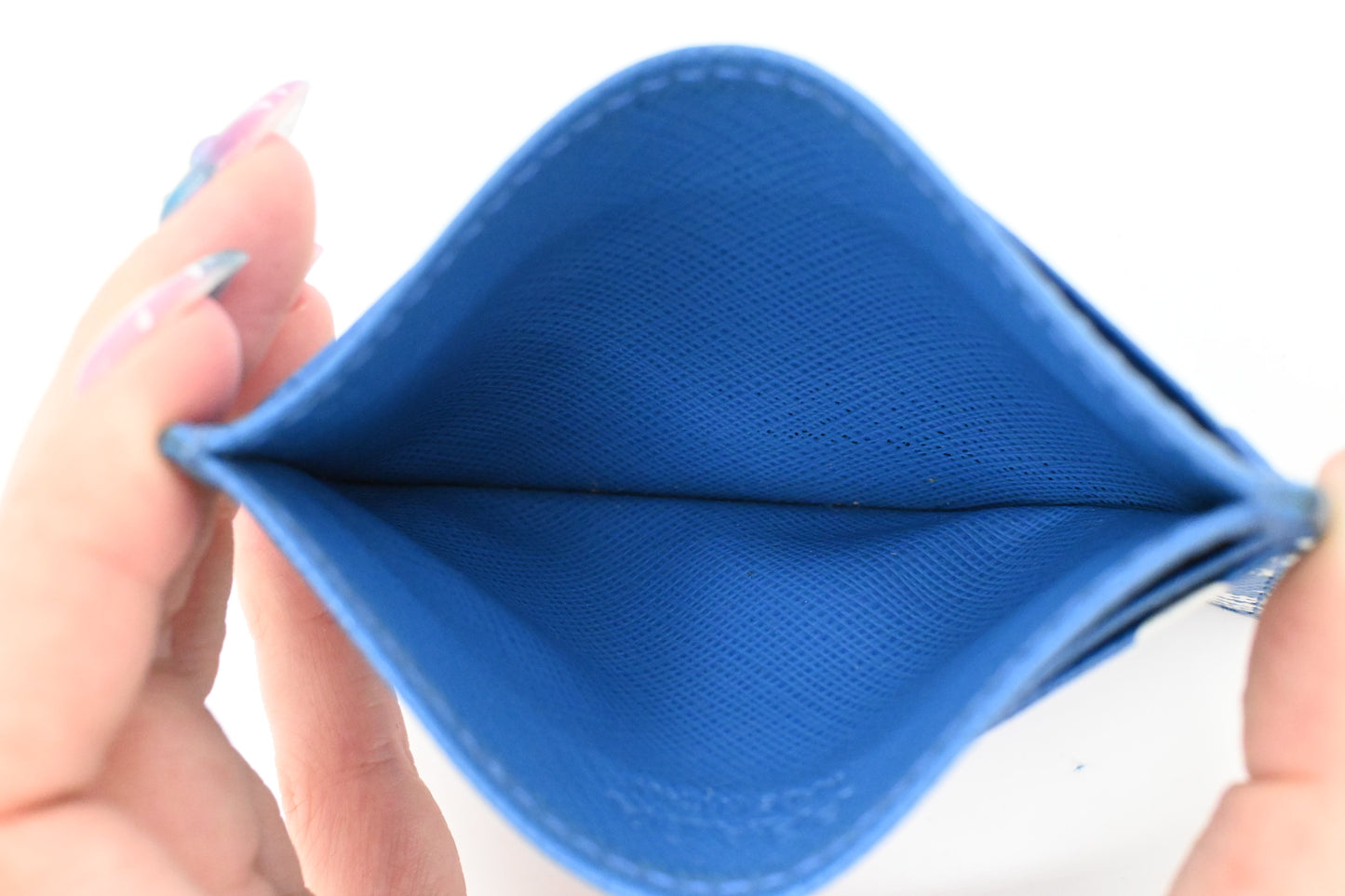 Prada Whale Card Holder in Blue Leather