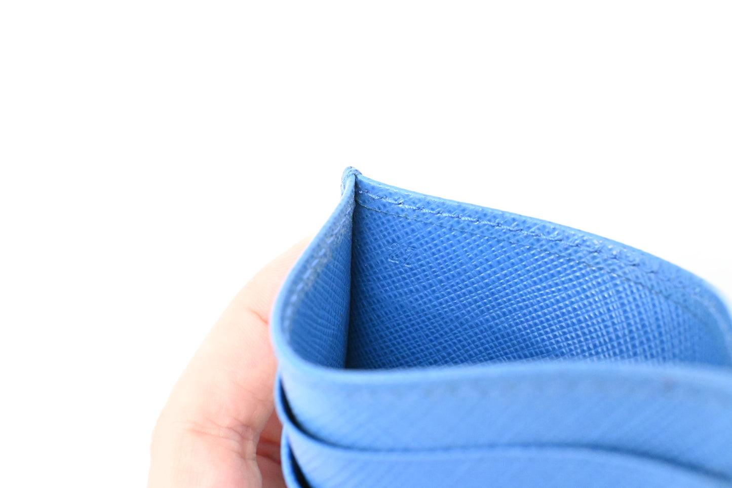 Prada Whale Card Holder in Blue Leather