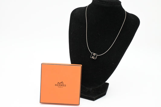 Hermes Black H Cube Necklace
