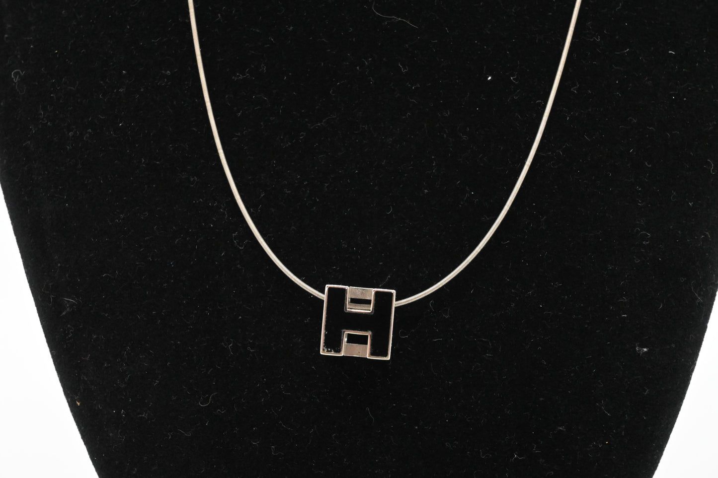 Hermes Black H Cube Necklace