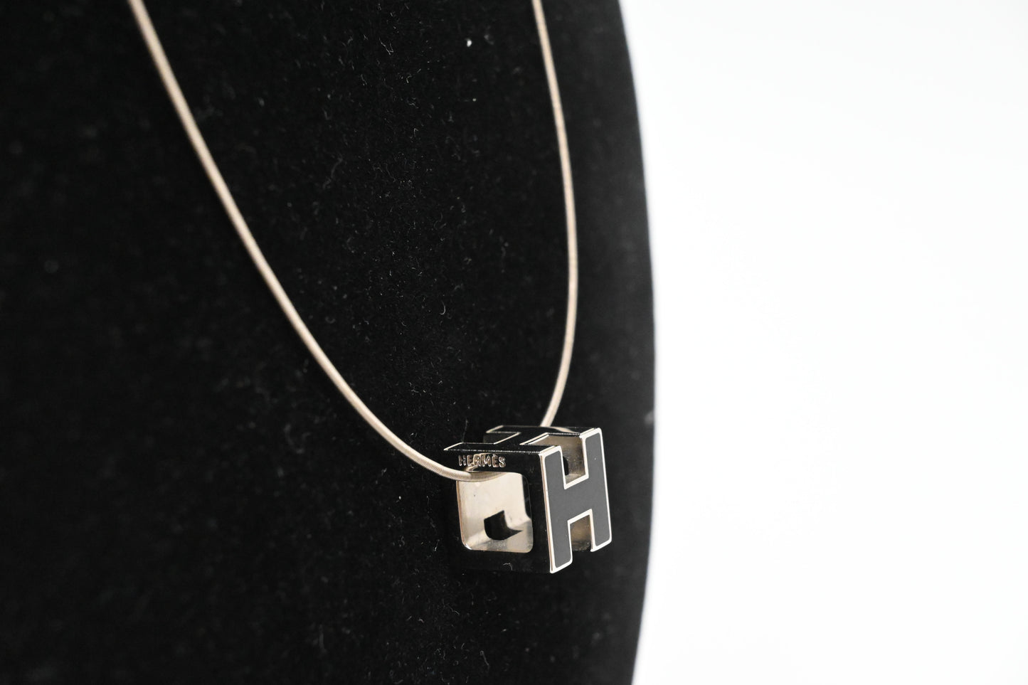 Hermes Black H Cube Necklace