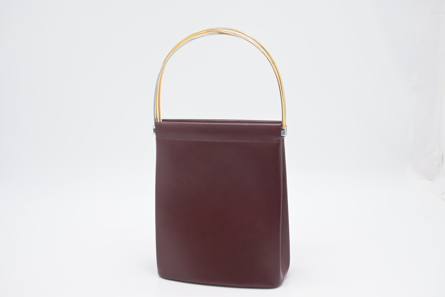Cartier Folding Handbag in Burgundy Leather