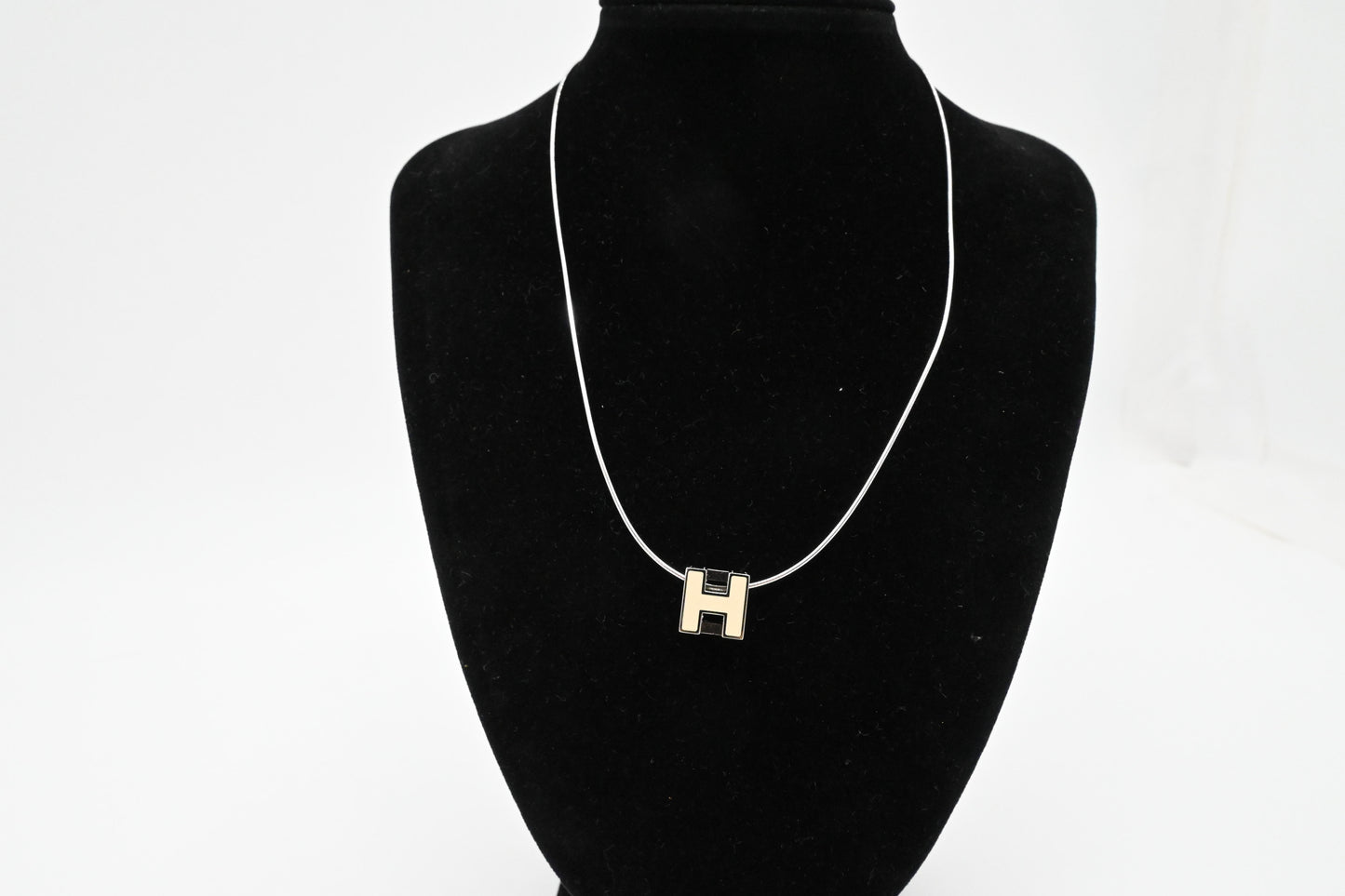 Hermes Cream H Cube Necklace in Sterling Silver