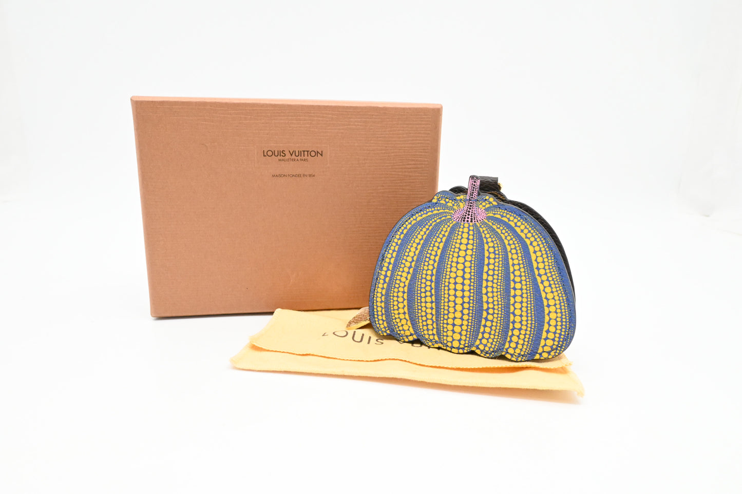 Louis Vuitton x Yayoi Kusama Pumpkin Key Case in Blue and Yellow Canvas