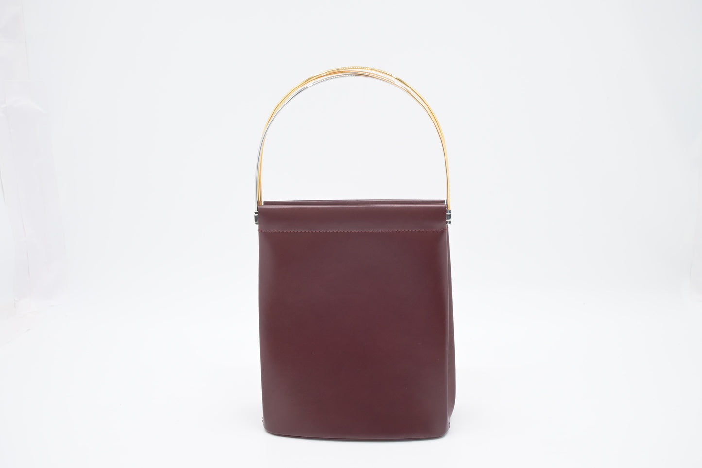 Cartier Folding Handbag in Burgundy Leather