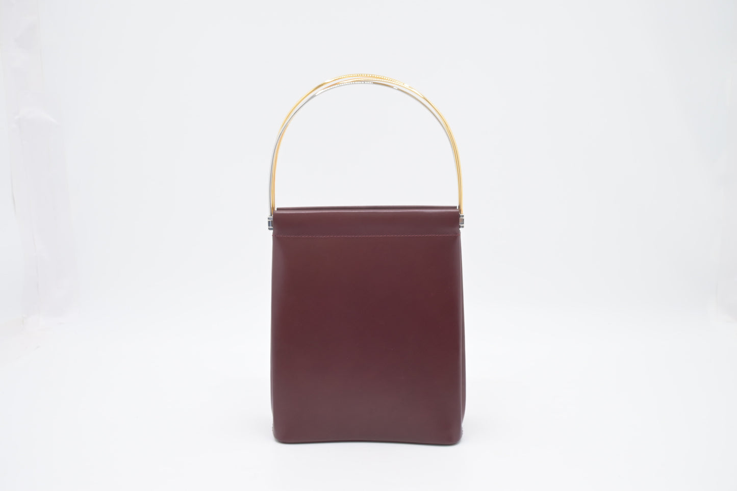 Cartier Folding Handbag in Burgundy Leather