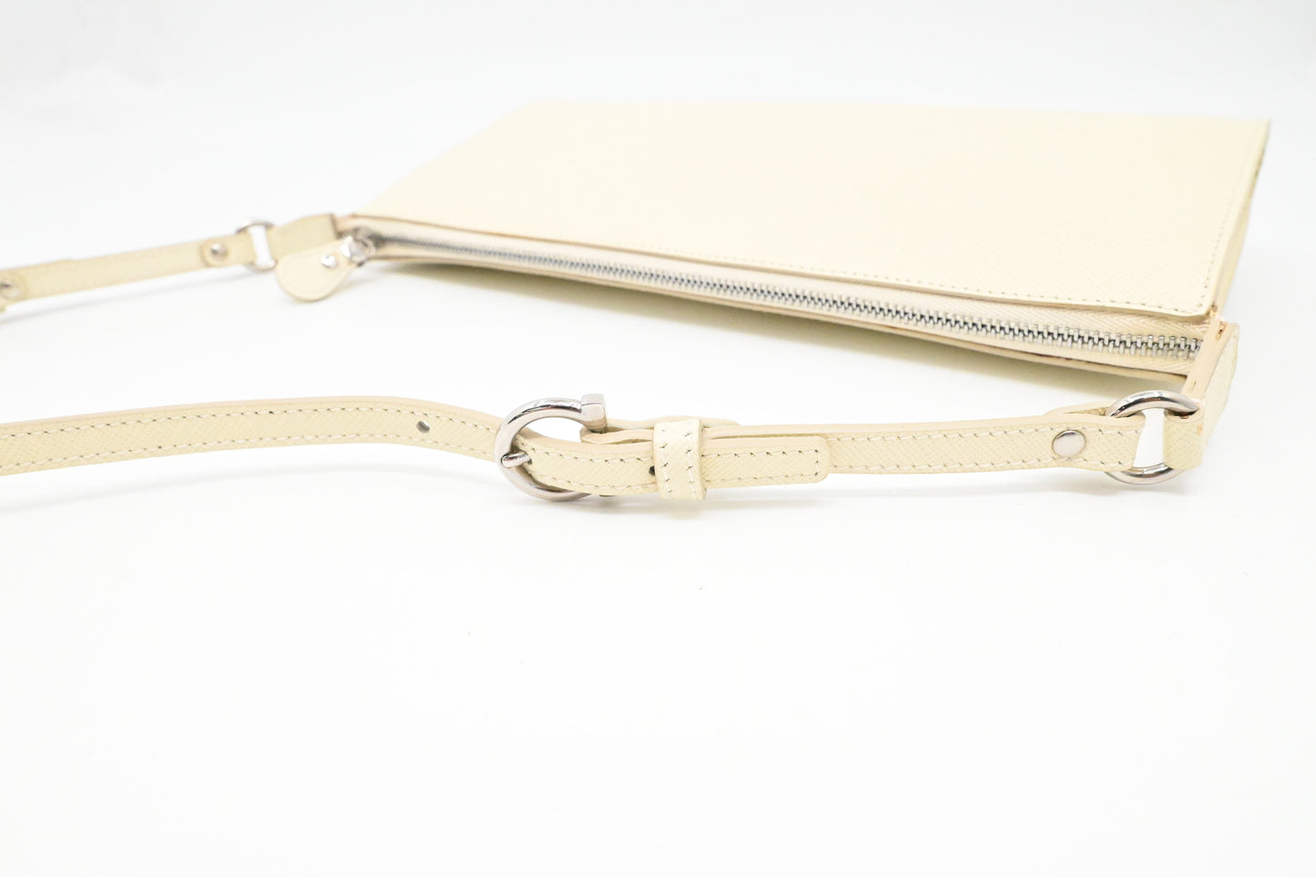 Ferragamo Shoulder Pouch in White Leather